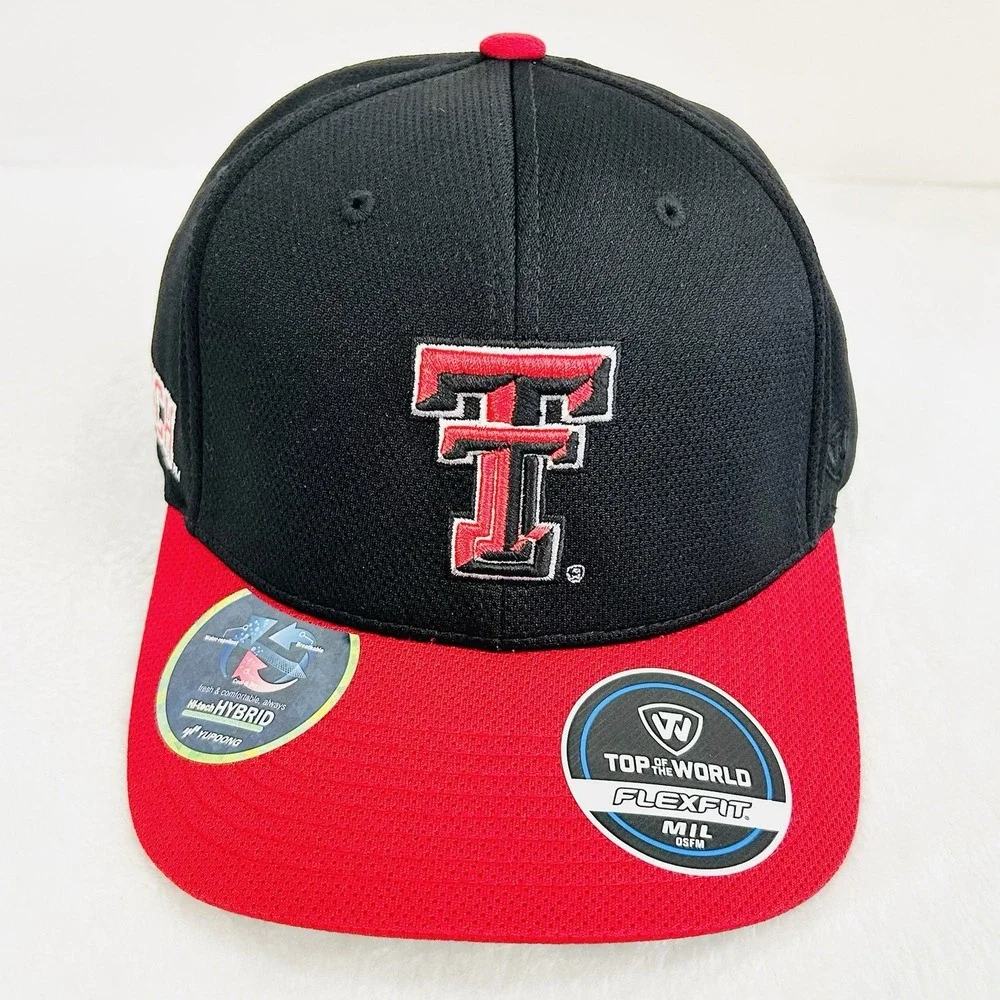 Top of the World Texas Tech Red‎ Raiders Victory Hat Cap Stretch Flex M/L Black